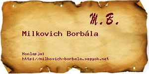 Milkovich Borbála névjegykártya